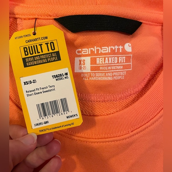 NWT Carhartt Women's Relaxed Fit French Terry Short-Sleeve Sweatshirt sz XS - Picture 3 of 6